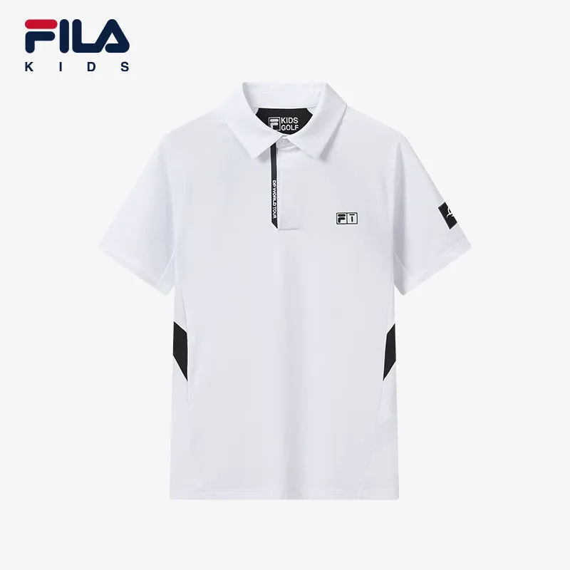 (130-170cm) FILA KIDS PERFORMANCE GOLF Boy's Short Sleeve Polo in White