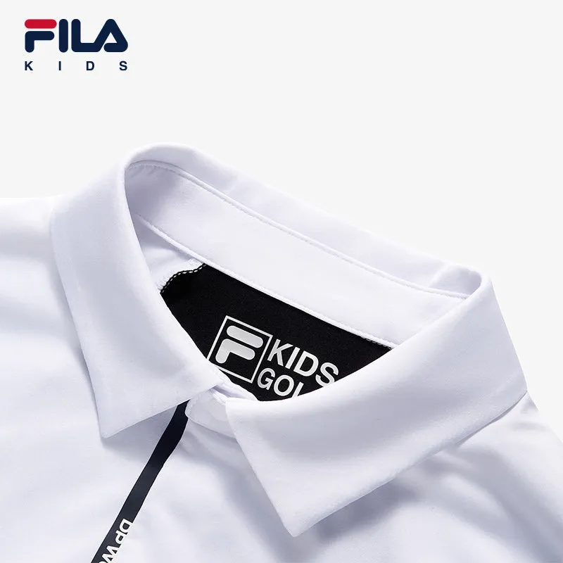 (130-170cm) FILA KIDS PERFORMANCE GOLF Boy's Short Sleeve Polo in White