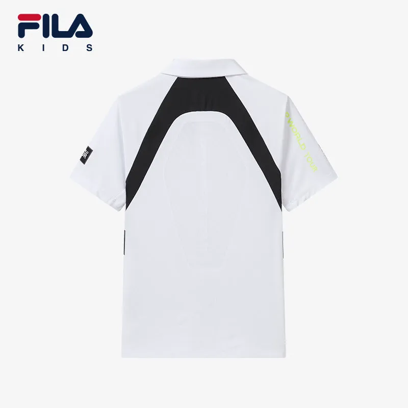 (130-170cm) FILA KIDS PERFORMANCE GOLF Boy's Short Sleeve Polo in White