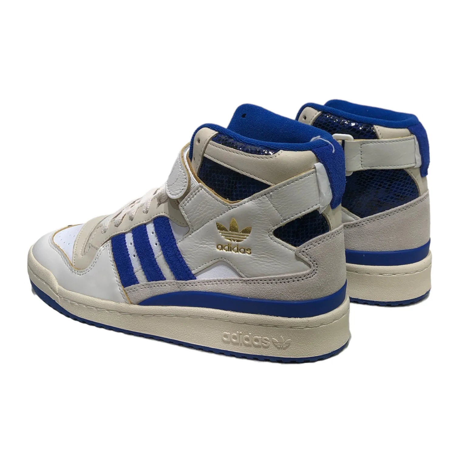 adidas/Hi-Sneakers/US 9/Stripe/WHT/blue snakeskin