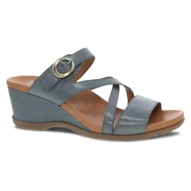 Ana Strappy Slide Wedge in Denim