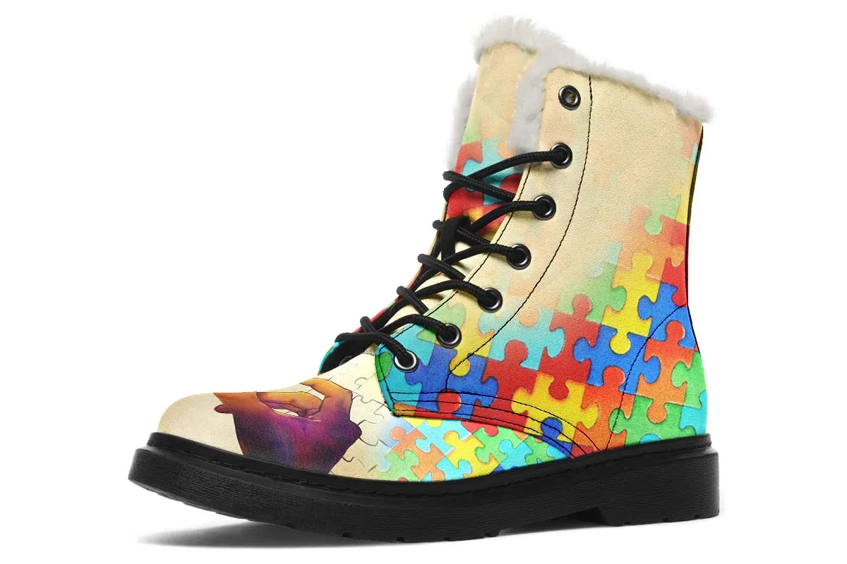 Artistic Autism Awareness Winter Boots