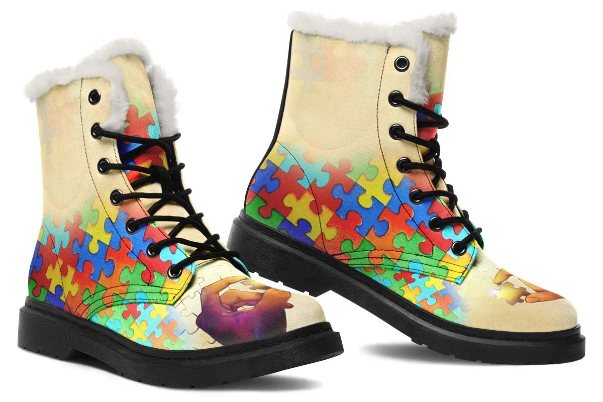 Artistic Autism Awareness Winter Boots