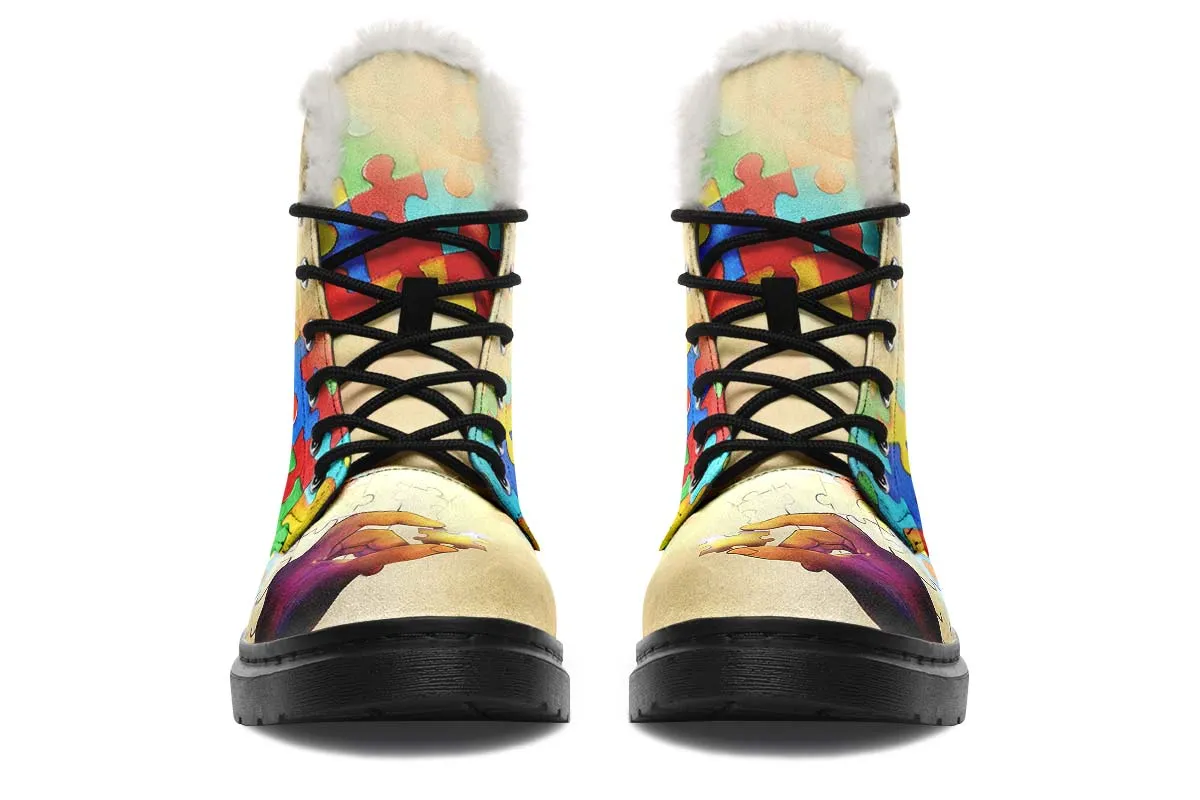 Artistic Autism Awareness Winter Boots