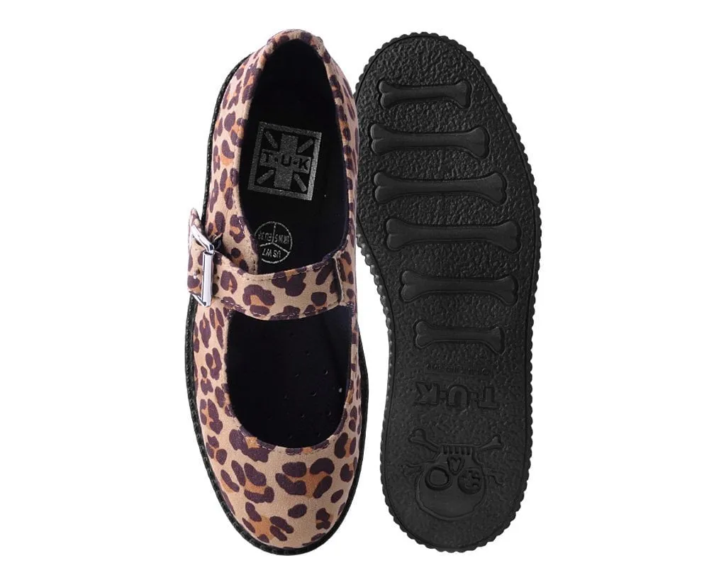 Brown Leopard Faux Suede Viva Low Mary Jane