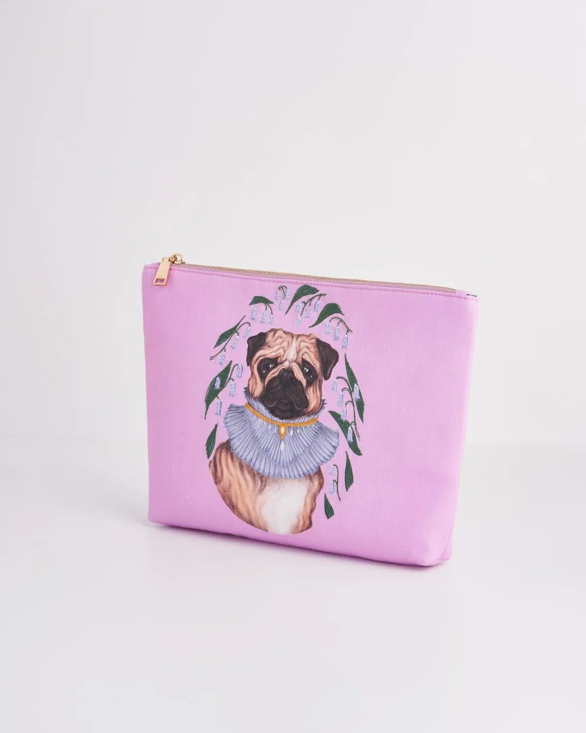 Catherine Rowe Pet Portraits Pug Cotton Pouch - Pink