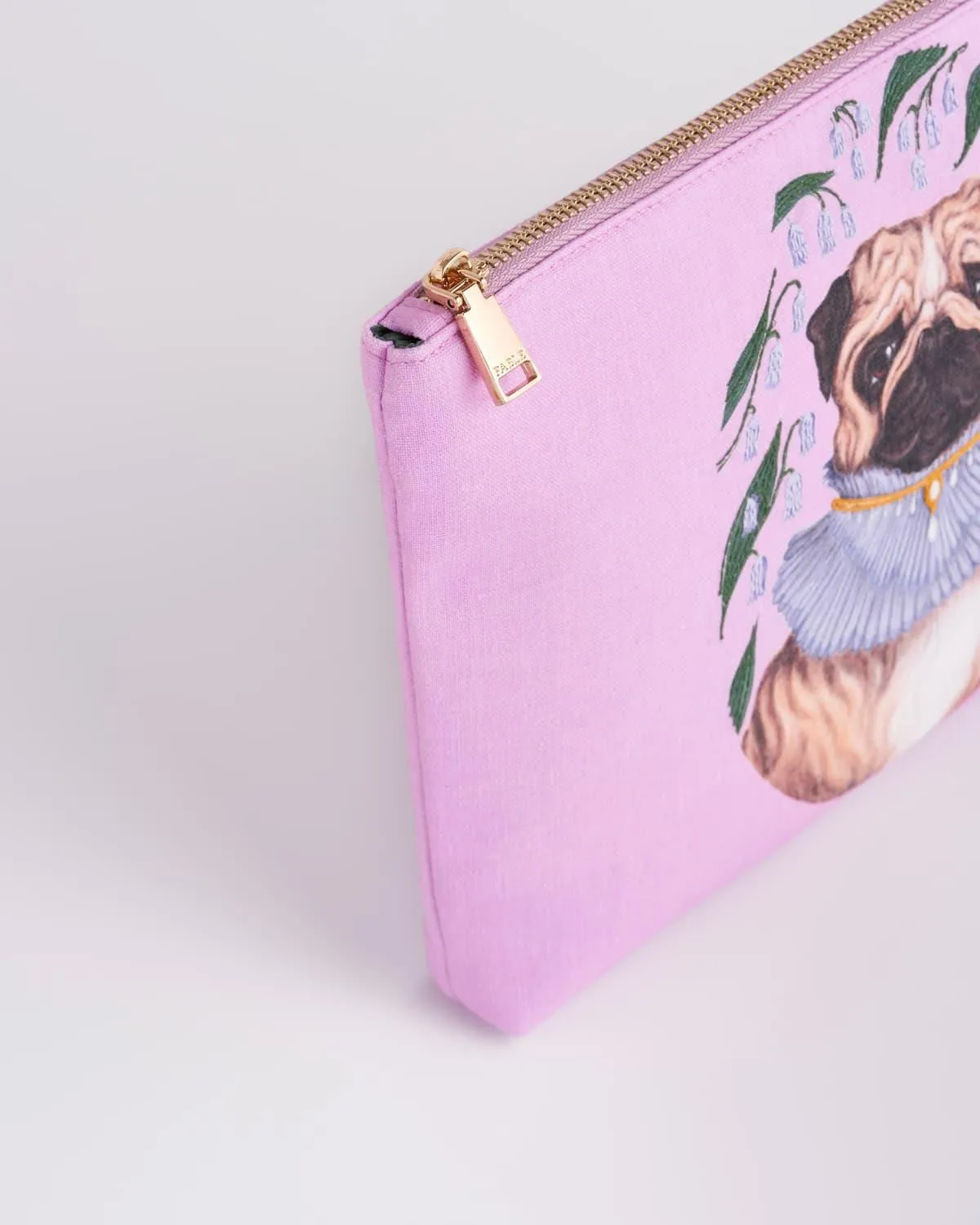 Catherine Rowe Pet Portraits Pug Cotton Pouch - Pink