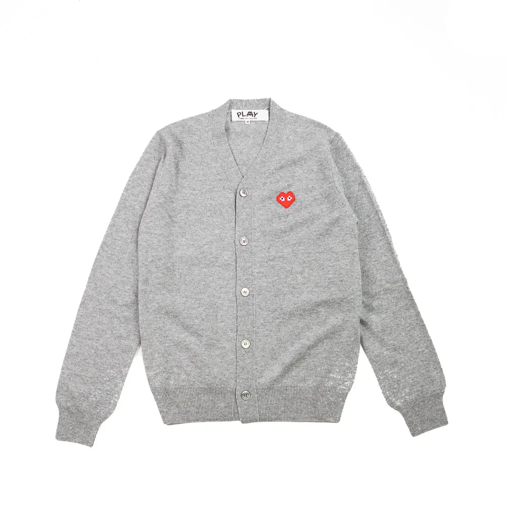 CDG PLAY x Invader Cardigan (Heather Grey)