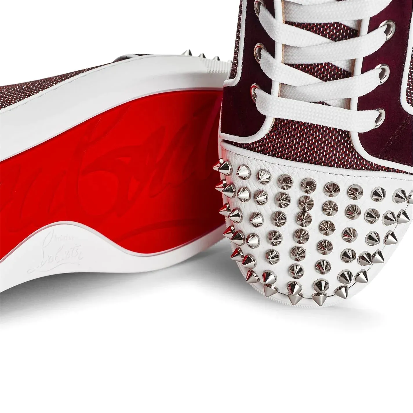 CHRISTIAN LOUBOUTIN Lou Spikes Orlato Sneakers Whiskey Sliver