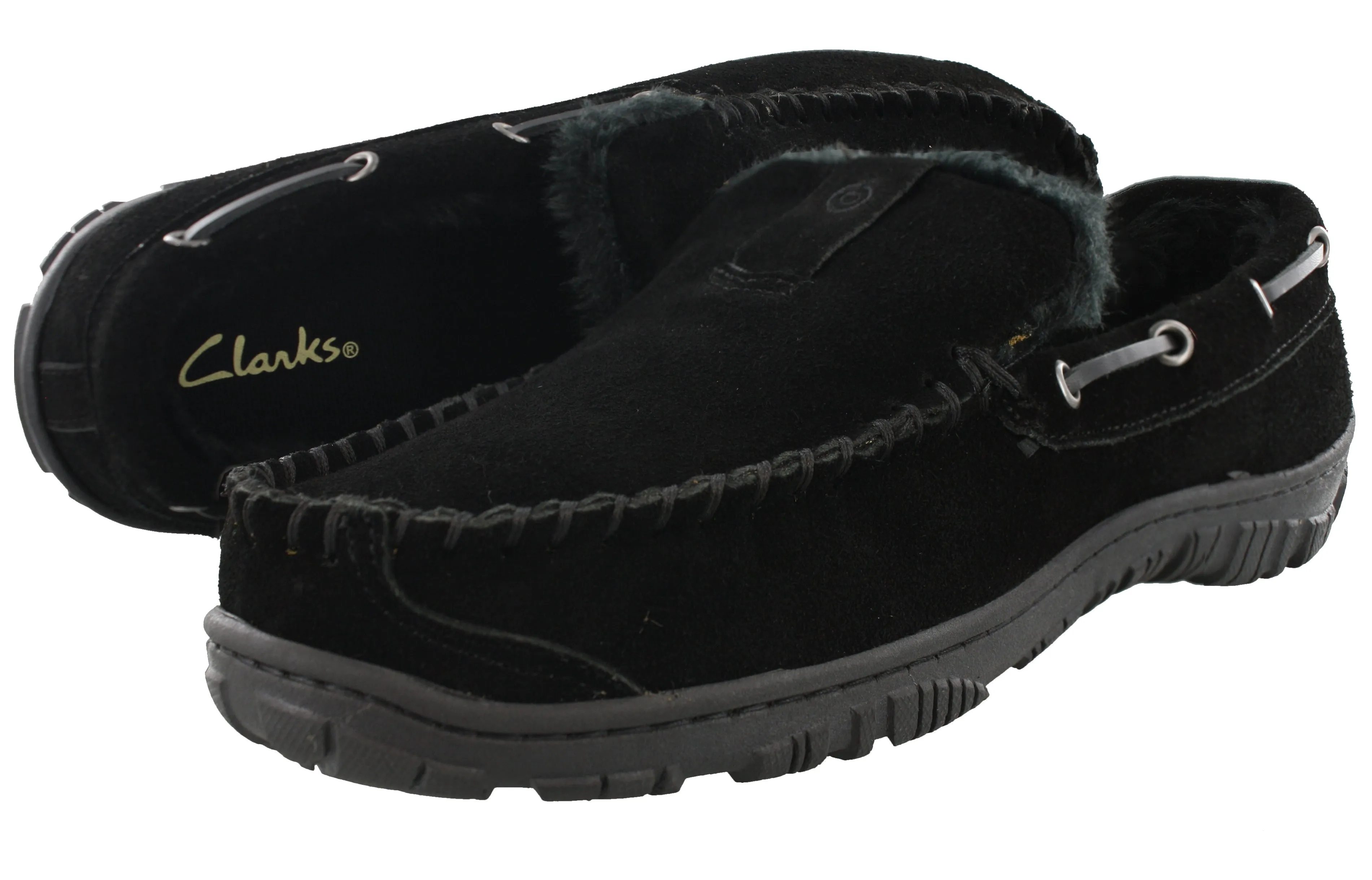 Clarks Men Warm Cozy Easy On Slip On Moccasin Slippers Warren