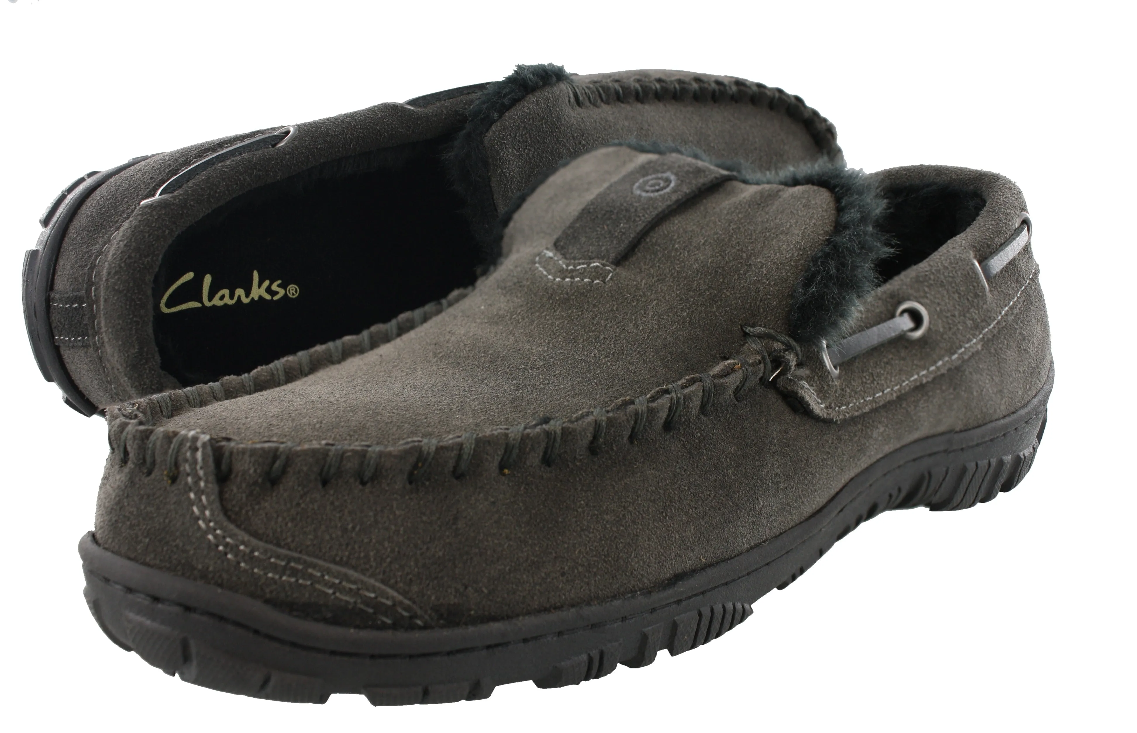 Clarks Men Warm Cozy Easy On Slip On Moccasin Slippers Warren