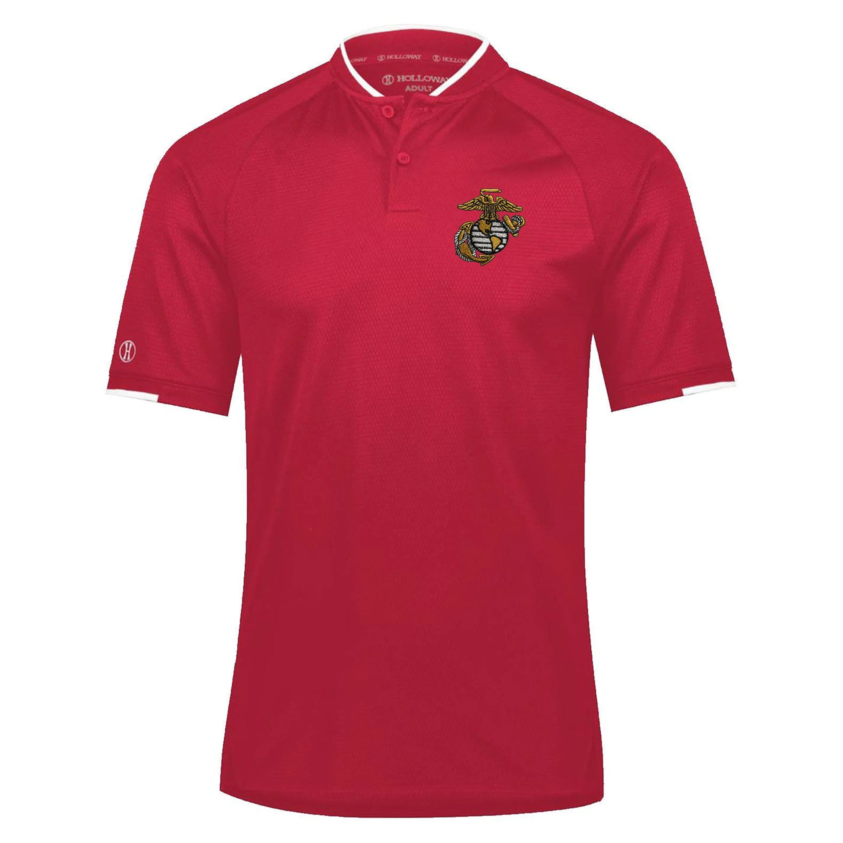 Combat Charged Big EGA Embroidered Mock Collar Performance Polo