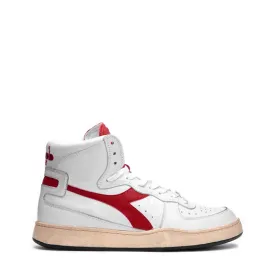 DIADORA HERITAGE SNEAKERS MI BASKET BIANCO LINGUETTA ROSSA