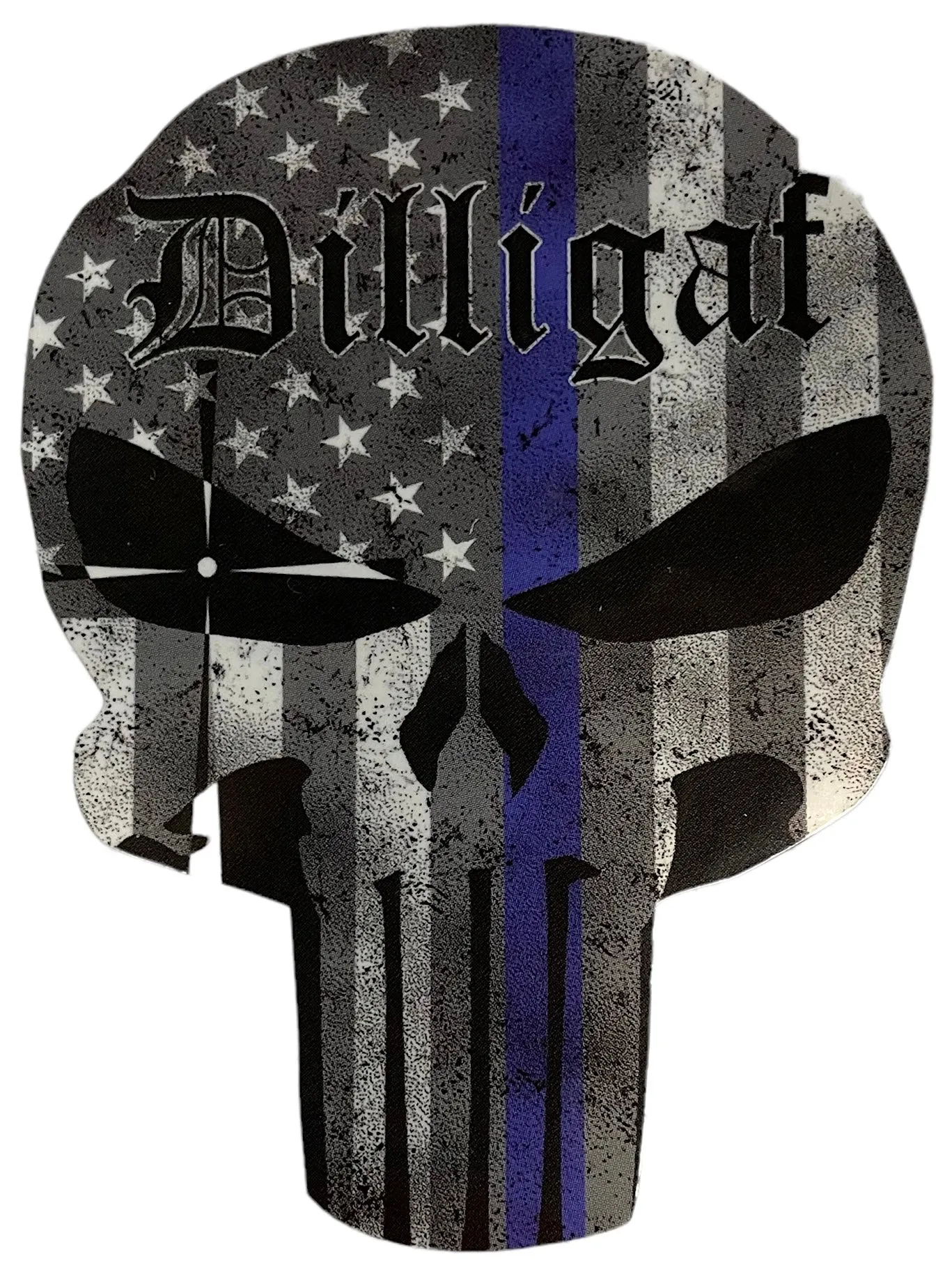 Dilligaf Punisher Blue Lives Sticker 3 x 3 1/2