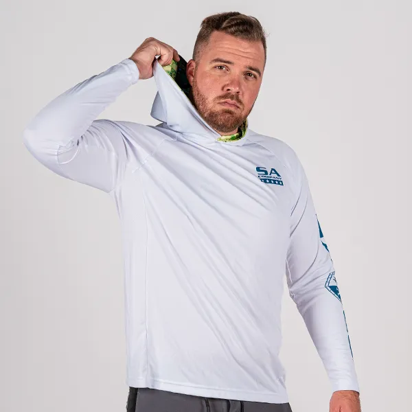 Hooded Performance Long Sleeve Shirt | White | Mahi