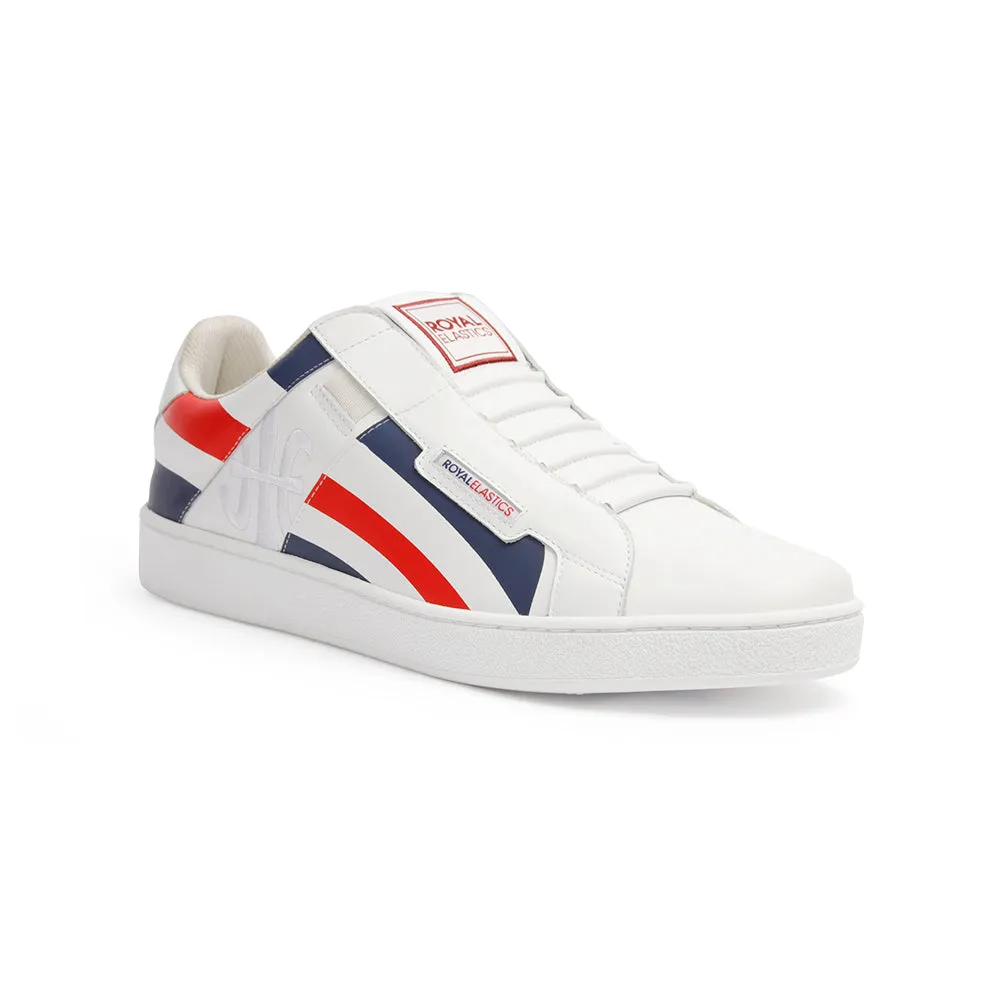 Men's Icon Cross White Blue Red Leather Sneakers 02993-150