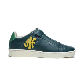 Men's Icon Green Yellow Logo Leather Sneakers 01921-443