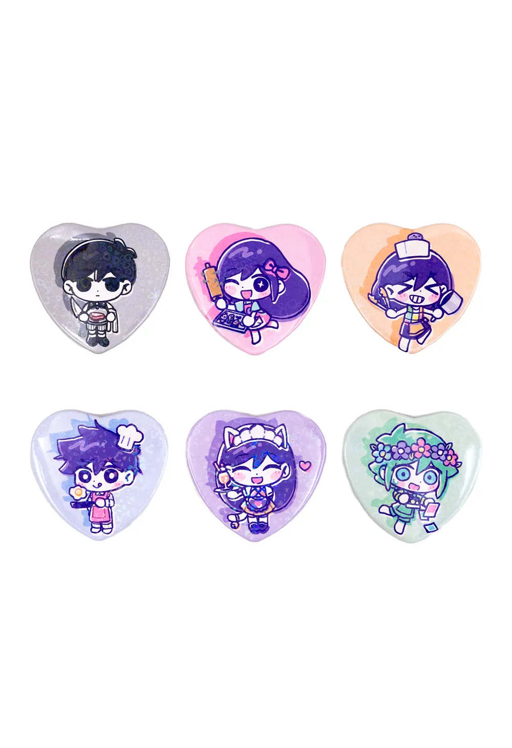 OMORI x Requiem Cafe Heart Button Pin Set