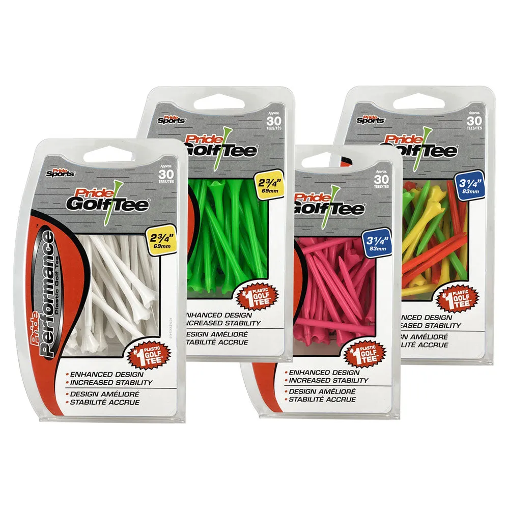 Pride Performance® Plastic Tees- 30ct Packs