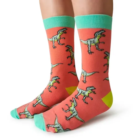 "Classic Jurassic" Cotton Crew Dinosaur Socks by Uptown Sox