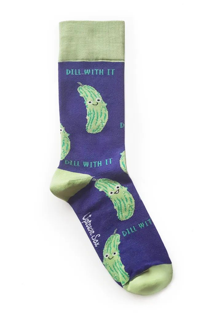 "In a Pickle" Cotton Crew Socks by Uptown Sox