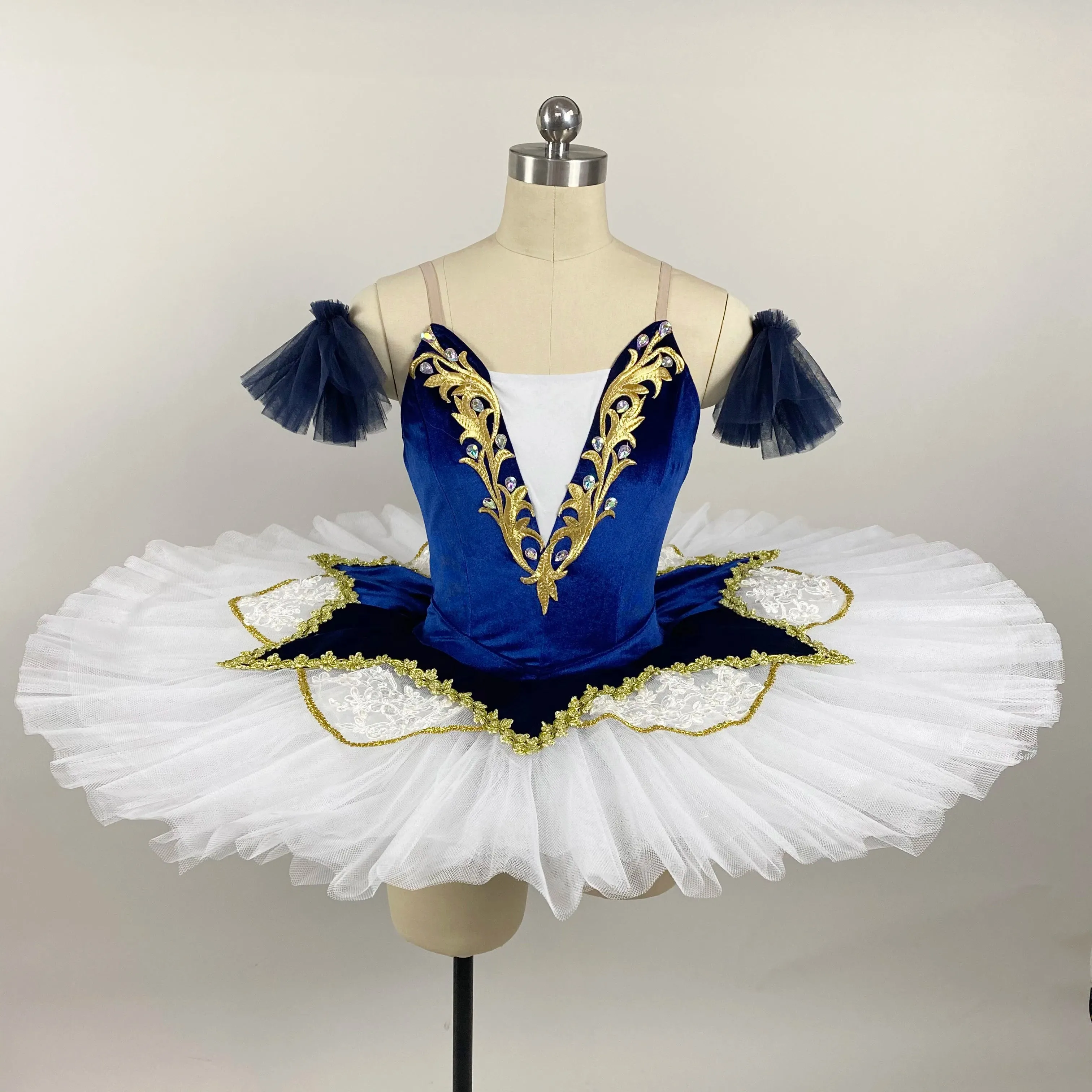 TT6690 DEBUT Pre-Professional Blue Velvet Bodice with Pancake Tutu Skirt- Adult and Childs Sizes