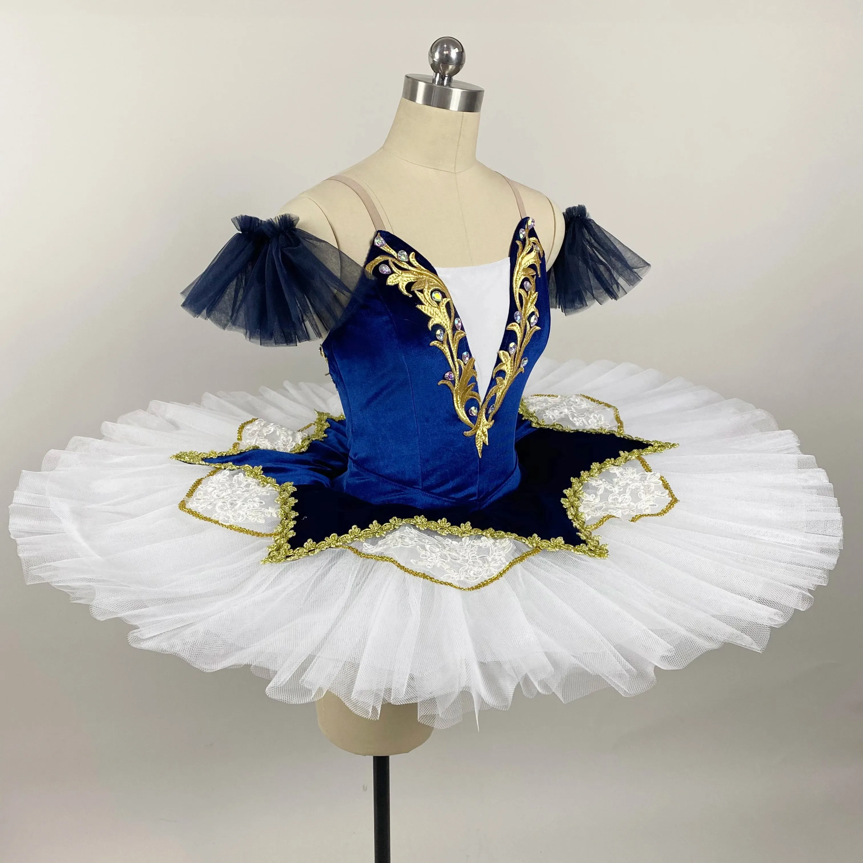 TT6690 DEBUT Pre-Professional Blue Velvet Bodice with Pancake Tutu Skirt- Adult and Childs Sizes