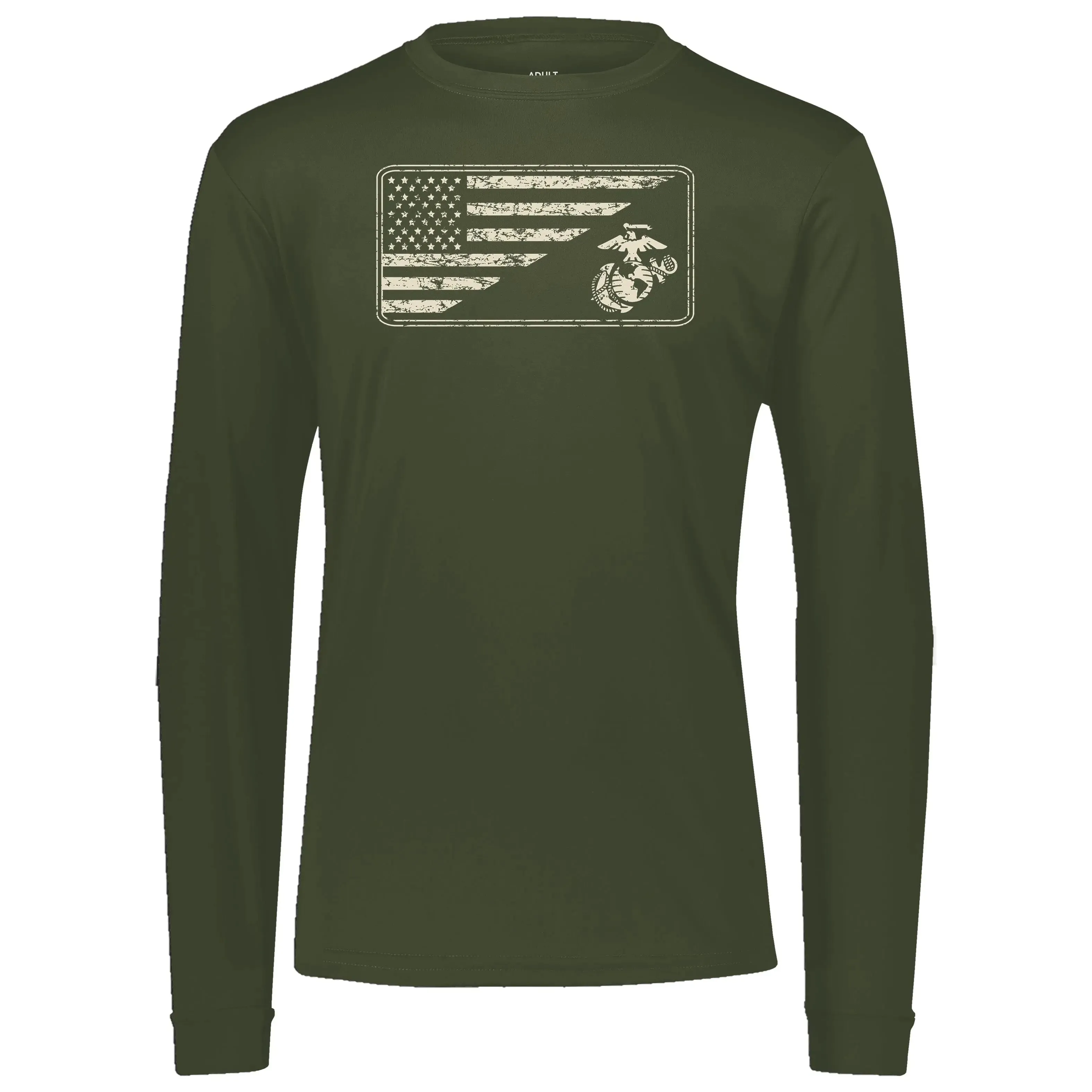 Vintage Desert Sand Split Flag Olive Drab Performance Long Sleeve Tee