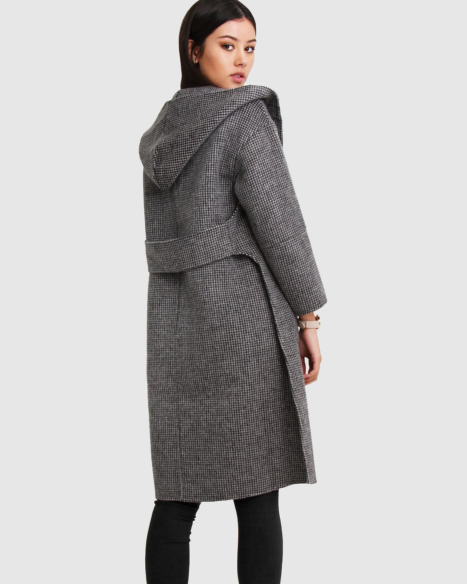 Walk This Way Wool Blend Oversized Coat - Black/White