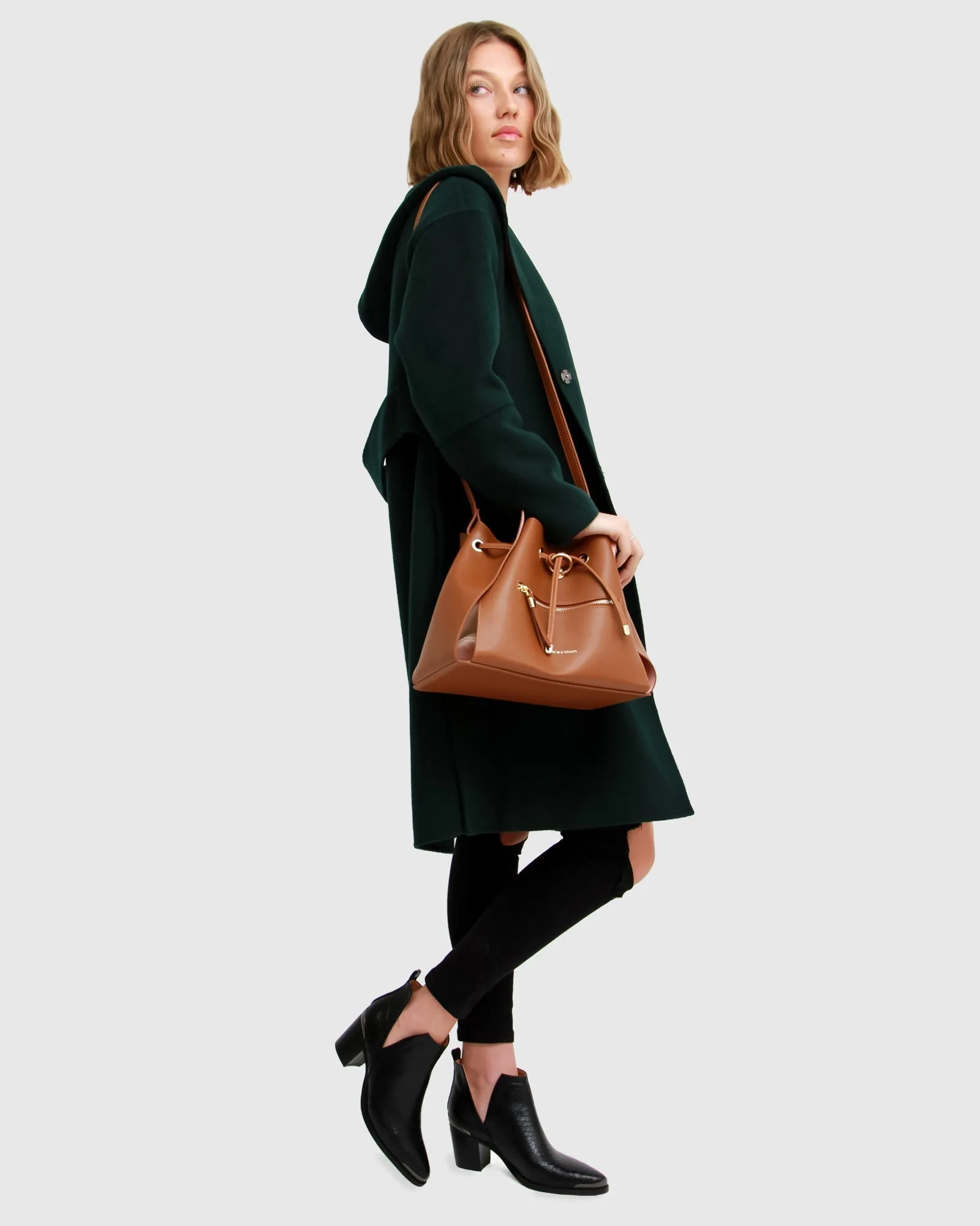 Walk This Way Wool Blend Oversized Coat - Dark Green