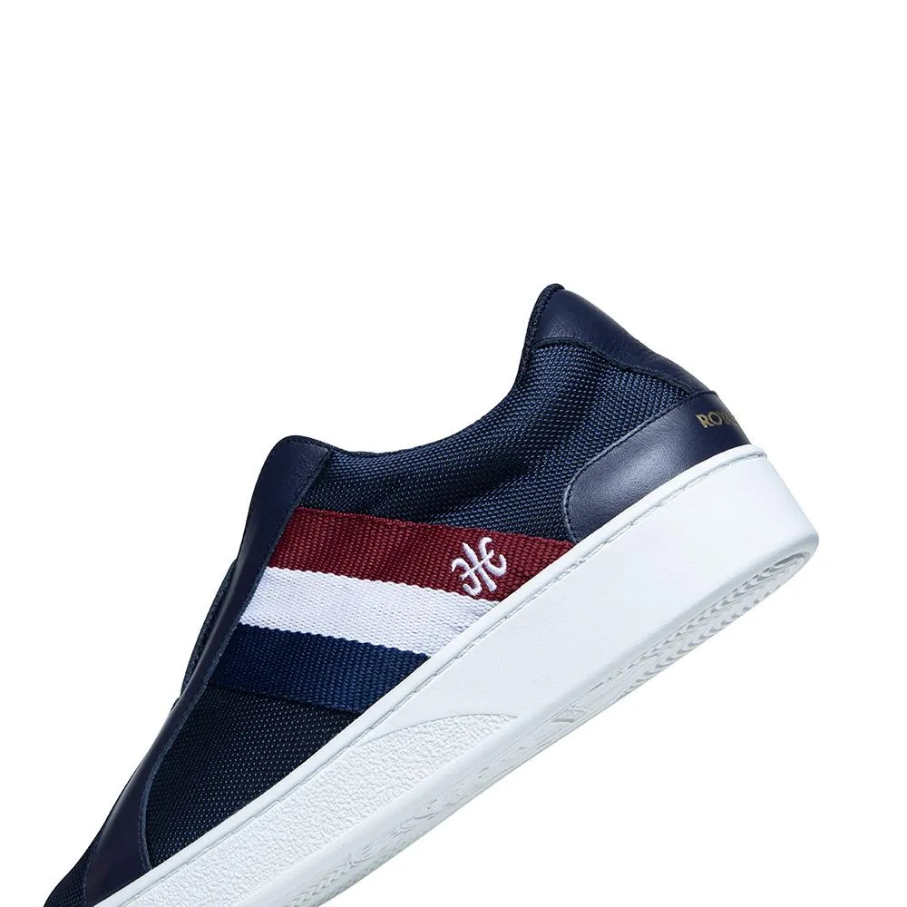 Women's Bishop Blue White Red Nylon Leather Sneakers 91713-551