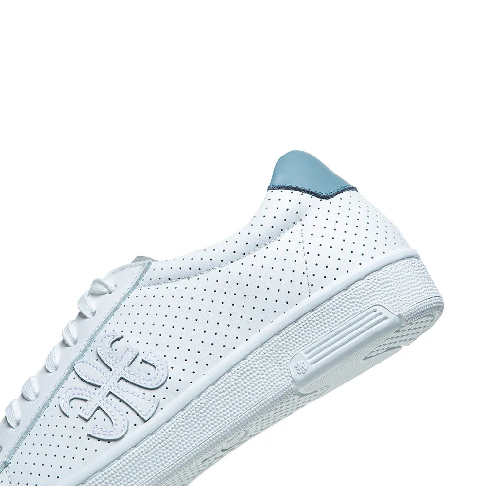 Women's Honor White Blue Logo Leather Sneakers 98014-085