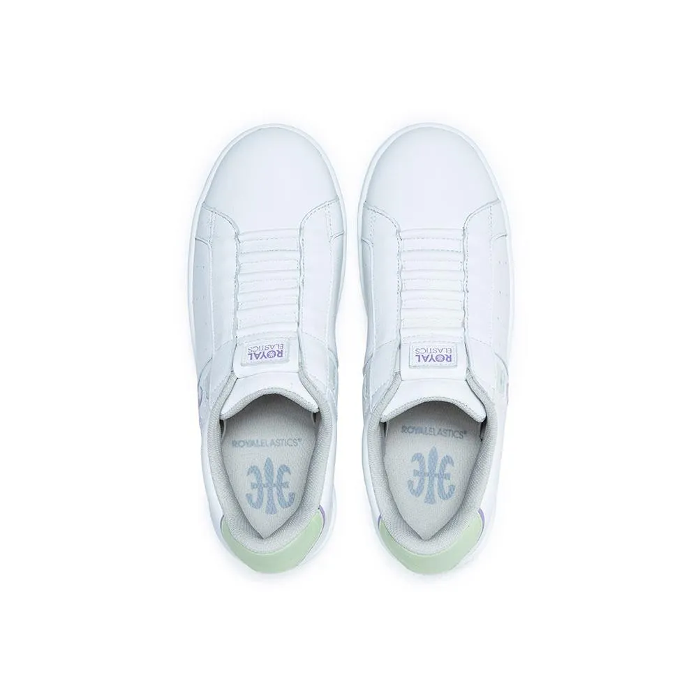 Women's Icon White Purple Green Logo Leather Sneakers 91913-064